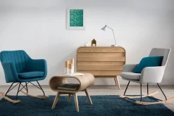 Outlet Miliboo Mecedora nórdica tejido verde agua ALEYNA