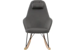 Outlet Miliboo Mecedora tejido gris antracita patas metal y fresno JHENE