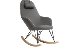Outlet Miliboo Mecedora tejido gris antracita patas metal y fresno JHENE