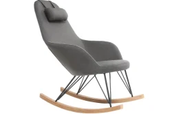 Outlet Miliboo Mecedora tejido gris antracita patas metal y fresno JHENE