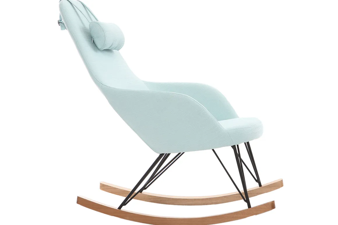 Discount Miliboo Mecedora tejido verde menta patas metal y fresno JHENE