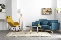 Outlet Miliboo Mecedora terciopelo amarillo patas metal y madera JHENE