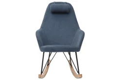 Best Miliboo Mecedora terciopelo azul patas metal y madera JHENE