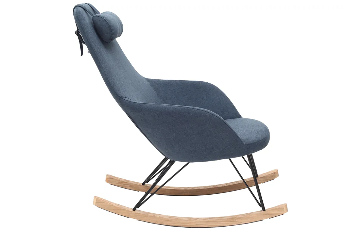 Best Miliboo Mecedora terciopelo azul patas metal y madera JHENE