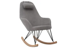 Flash Sale Miliboo Mecedora terciopelo gris claro patas metal y madera JHENE