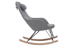 Flash Sale Miliboo Mecedora terciopelo gris claro patas metal y madera JHENE