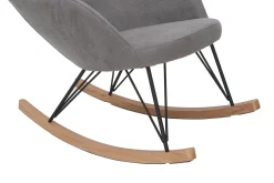 Flash Sale Miliboo Mecedora terciopelo gris claro patas metal y madera JHENE