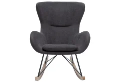 Shop Miliboo Mecedora terciopelo gris ESKUA