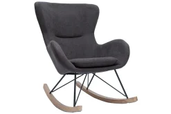 Shop Miliboo Mecedora terciopelo gris ESKUA