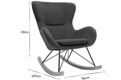 Shop Miliboo Mecedora terciopelo gris ESKUA