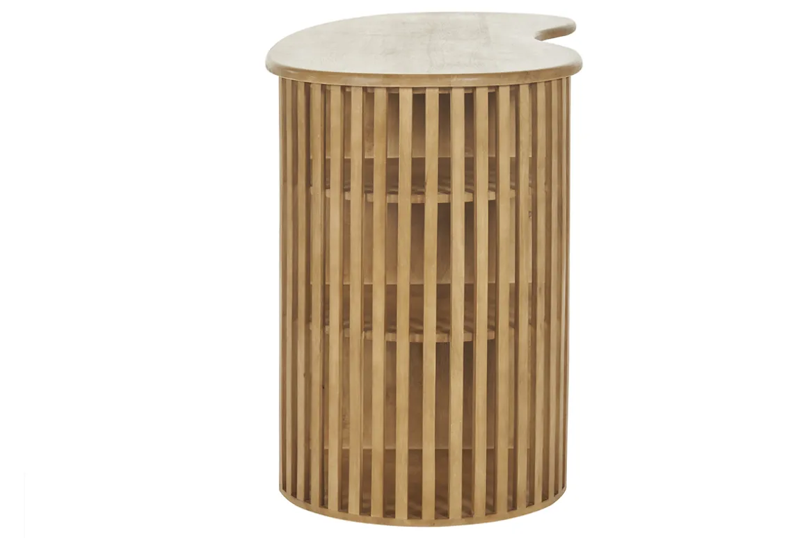 New Miliboo Mesa alta con almacenaje de madera maciza de mango 90 cm LOBIO