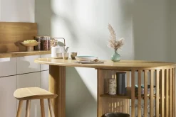New Miliboo Mesa alta con almacenaje de madera maciza de mango 90 cm LOBIO