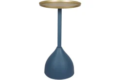 Sale Miliboo Mesa auxiliar de diseño en metal azul petróleo mate y tablero dorado RAMSES