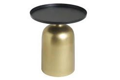 Cheap Miliboo Mesa auxiliar de diseño redondo de metal dorado con tablero negro mate RAMSES