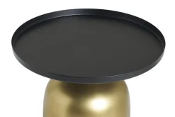 Cheap Miliboo Mesa auxiliar de diseño redondo de metal dorado con tablero negro mate RAMSES