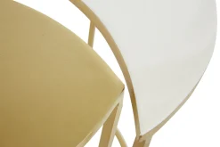 Clearance Miliboo Mesa auxiliar de metal lacado blanco y dorado TOSCANE