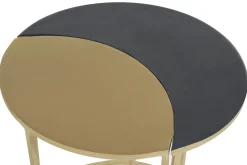 Best Sale Miliboo Mesa auxiliar de metal lacado negro y dorado TOSCANE