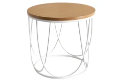 Fashion Miliboo Mesa auxiliar madera y metal blanco 42 cm LACE