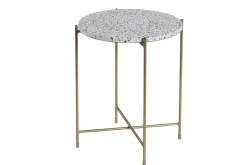 Online Miliboo Mesa auxiliar redonda de terrazo y metal dorado 40 cm diám. MEZZO