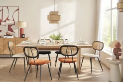 Sale Miliboo Mesa auxiliar redonda de diseño con almacenaje de metal greige y madera maciza de mango 52 cm TAM