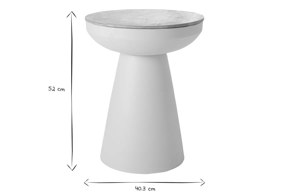 Sale Miliboo Mesa auxiliar redonda de diseño con almacenaje de metal greige y madera maciza de mango 52 cm TAM