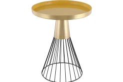 Shop Miliboo Mesa auxiliar redonda de acero lacado mostaza y dorado 41 cm diám. SPLEEN