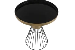 Online Miliboo Mesa auxiliar redonda de acero lacado negro y dorado 41 cm diám. SPLEEN
