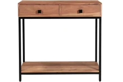 Cheap Miliboo Mesa consola de acacia y metal con 2 cajones 80 cm AXELLE