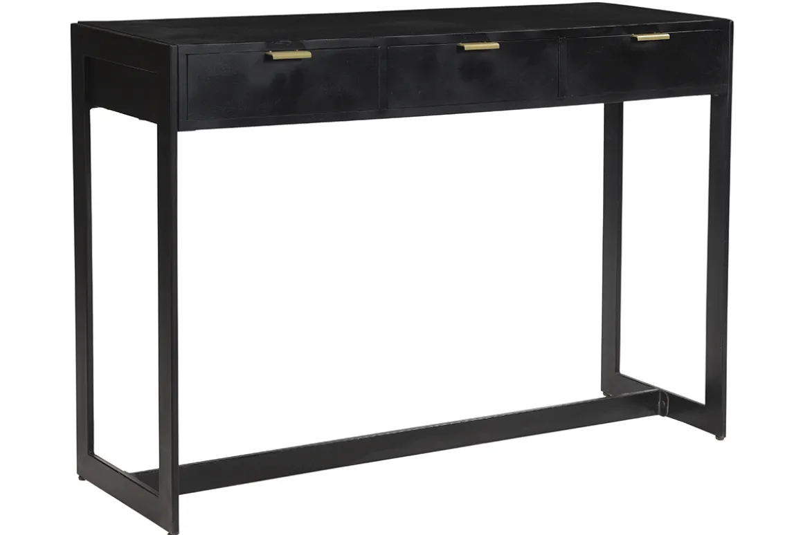 New Miliboo Mesa consola de diseño con cajones negros y dorados 115 cm AVIDAN