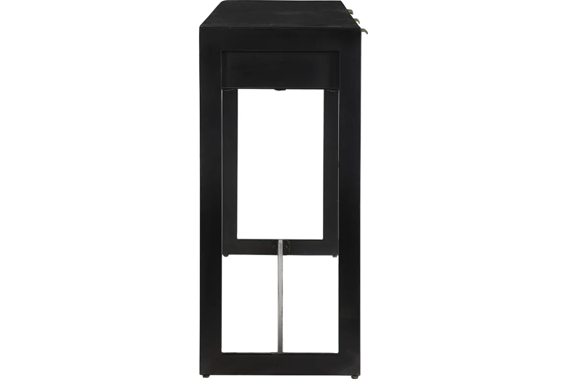 New Miliboo Mesa consola de diseño con cajones negros y dorados 115 cm AVIDAN