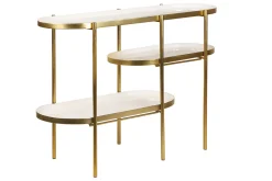 Fashion Miliboo Mesa consola lacada blanca con metal cepillado dorado ZURIA