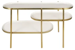Fashion Miliboo Mesa consola lacada blanca con metal cepillado dorado ZURIA