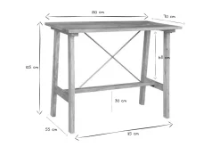 Store Miliboo Mesa de bar en mango macizo y metal dorado L130 cm MARGHA