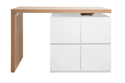 Discount Miliboo Mesa de bar modulable con almacenaje blanco mate y roble A91 cm MAX