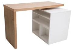 Discount Miliboo Mesa de bar modulable con almacenaje blanco mate y roble A91 cm MAX