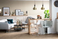 Discount Miliboo Mesa de bar modulable con almacenaje blanco mate y roble A91 cm MAX