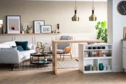 Discount Miliboo Mesa de bar modulable con almacenaje blanco mate y roble A91 cm MAX
