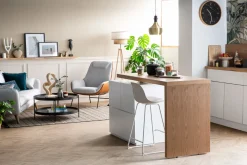 Discount Miliboo Mesa de bar modulable con almacenaje blanco mate y roble A91 cm MAX
