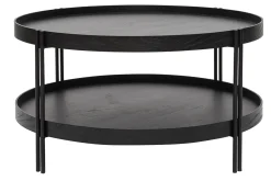 New Miliboo Mesa de centro acabado roble negro y metal D80 cm TWICE