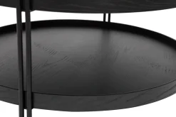 New Miliboo Mesa de centro acabado roble negro y metal D80 cm TWICE