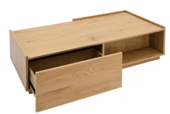 Discount Miliboo Mesa de centro con almacenaje y acabado roble claro, 2 cajones 120 cm MADERO