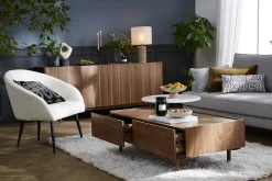 Cheap Miliboo Mesa de centro con cajones de madera oscura 120 cm SANAA