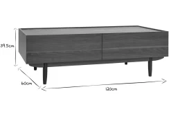 Cheap Miliboo Mesa de centro con cajones de madera oscura 120 cm SANAA