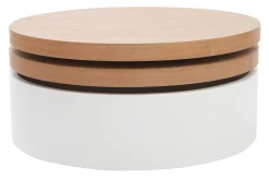Cheap Miliboo Mesa de centro con tableros pivotantes y almacenaje blanca y madera ICON