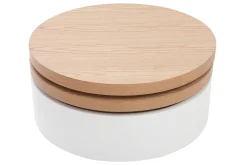 Cheap Miliboo Mesa de centro con tableros pivotantes y almacenaje blanca y madera ICON