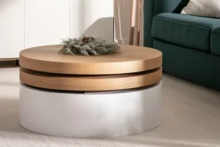 Cheap Miliboo Mesa de centro con tableros pivotantes y almacenaje blanca y madera ICON