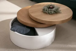 Cheap Miliboo Mesa de centro con tableros pivotantes y almacenaje blanca y madera ICON