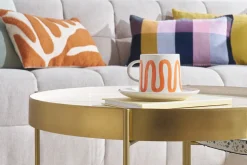 Best Sale Miliboo Mesa de centro con tablero reversible azul petróleo y blanco SATEEN
