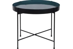 Discount Miliboo Mesa de centro con tablero reversible azul petróleo y negro SATEEN