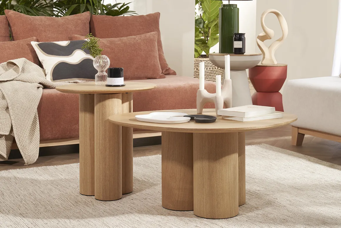 Store Miliboo Mesa de centro de diseño de madera clara HOLLEN